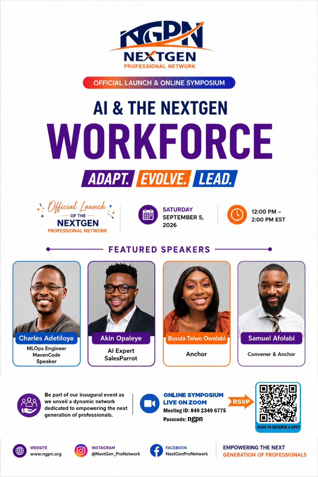 AI & The NextGen Workforce — Official Launch & Online Symposium flyer